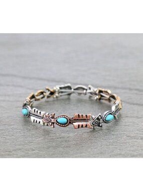 Western Arrow Turquoise Stone Stretch Bracelet - QB8427MTB